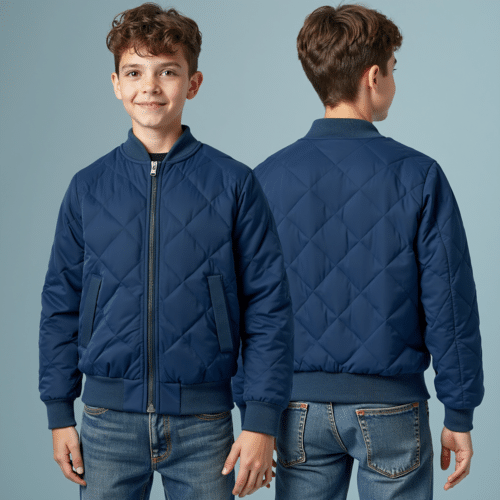 Navy diamond quilted bomber jacket 1 Navy diamond quilted bomber jacket