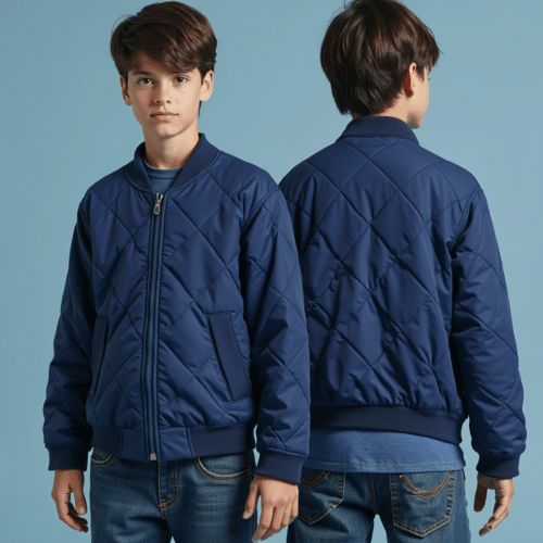 Youth Navy Diamond Quilted Bomber Jacket 1 youth navy diamond quilted bomber jacket