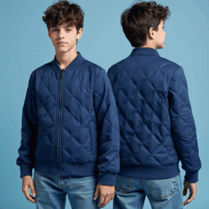 youth navy quilted bomber jacket