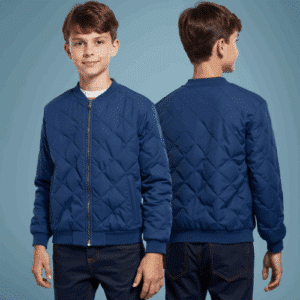 blue boys quilted bomber jacket