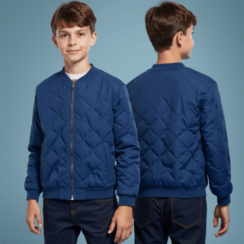 Blue Boys Quilted Bomber Jacket 1 blue boys quilted bomber jacket
