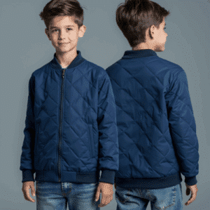 navy quilted bomber jacket