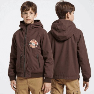 children's brown hooded jacket with zipper