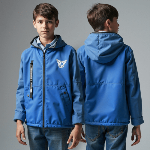 Boys blue windbreaker jacket with hood - Eton Garment 1 boys blue windbreaker jacket with hood