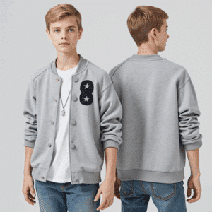 light gray youth varsity jacket