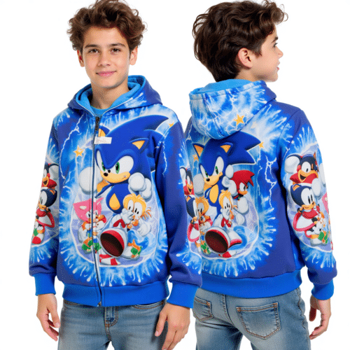 Sonic hoodie all-over print Full-Zip Characters Hoodie 1 Sonic hoodie all-over print