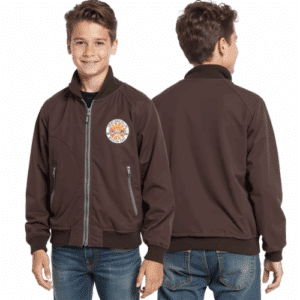 brown youth zipper jacket with pockets