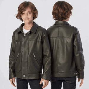 boy olive faux leather jacket