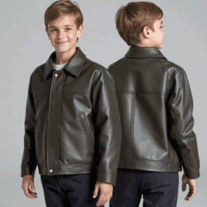 olive green children's faux leather jacket