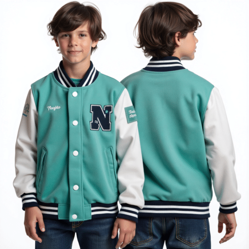 teal varsity jacket for kids by Eton Garment 1 teal varsity jacket for kids