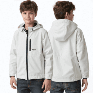 youth white hooded jacket water resistant