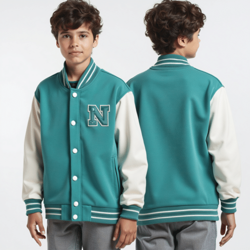 Teal varsity jacket for kids 1 Teal varsity jacket for kids