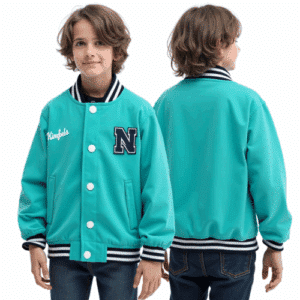 turquoise kids varsity jacket