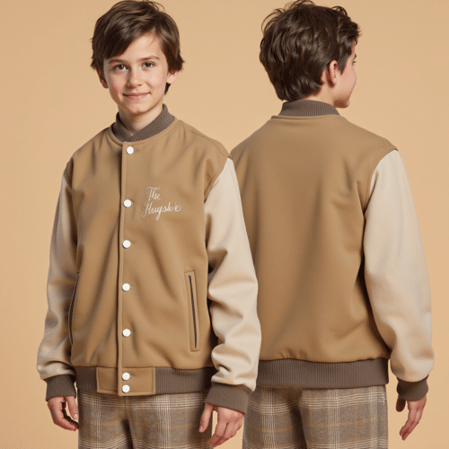 youth two-tone varsity jacket camel 1 youth two-tone varsity jacket camel