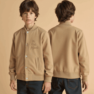 tan bomber jacket with embroidery