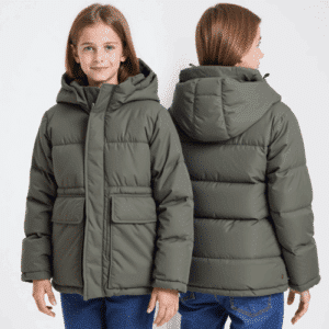 kids olive green puffer jacket